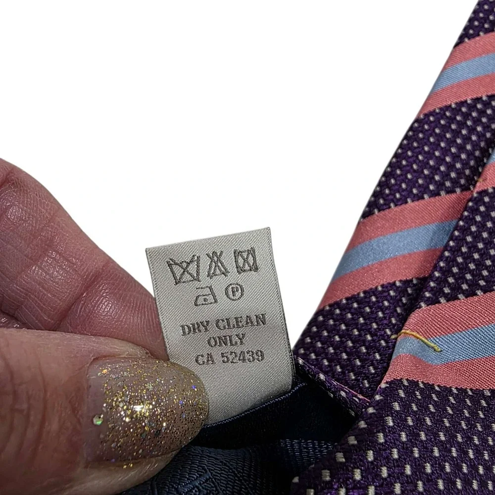 ETON Silk Striped Dotted Necktie Purple Pink Blue Men's Formal Fashion Accessory